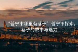 “普寧市哪里有巷子”普寧市探索，巷子的故事與魅力