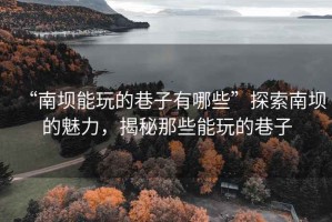 “南壩能玩的巷子有哪些”探索南壩的魅力，揭秘那些能玩的巷子