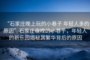 “石家莊晚上玩的小巷子 年輕人多的原因”石家莊夜晚的小巷子，年輕人的新樂園揭秘其繁華背后的原因