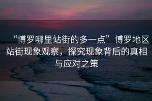 “博羅哪里站街的多一點(diǎn)”博羅地區(qū)站街現(xiàn)象觀察，探究現(xiàn)象背后的真相與應(yīng)對(duì)之策