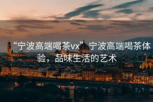 “寧波高端喝茶vx”寧波高端喝茶體驗，品味生活的藝術(shù)