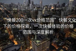 “快餐200一次vx價(jià)格范圍”快餐文化下的價(jià)格探索，一次快餐體驗(yàn)的價(jià)格范圍與深度解析
