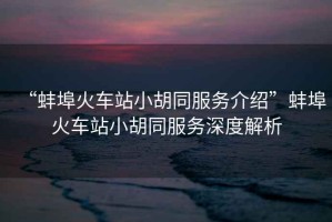 “蚌埠火車站小胡同服務(wù)介紹”蚌埠火車站小胡同服務(wù)深度解析