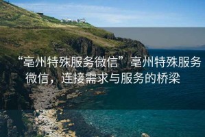 “亳州特殊服務(wù)微信”亳州特殊服務(wù)微信，連接需求與服務(wù)的橋梁