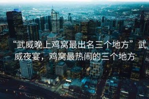 “武威晚上雞窩最出名三個(gè)地方”武威夜宴，雞窩最熱鬧的三個(gè)地方