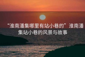 “淮南潘集哪里有站小巷的”淮南潘集站小巷的風(fēng)景與故事