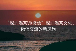 “深圳喝茶VX微信”深圳喝茶文化，微信交流的新風(fēng)尚