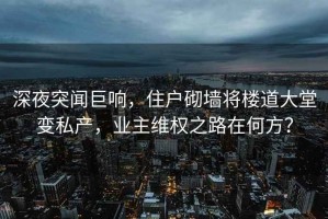 深夜突聞巨響，住戶砌墻將樓道大堂變私產(chǎn)，業(yè)主維權(quán)之路在何方？