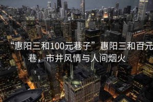 “惠陽(yáng)三和100元巷子”惠陽(yáng)三和百元巷，市井風(fēng)情與人間煙火