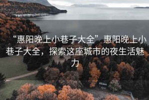 “惠陽晚上小巷子大全”惠陽晚上小巷子大全，探索這座城市的夜生活魅力