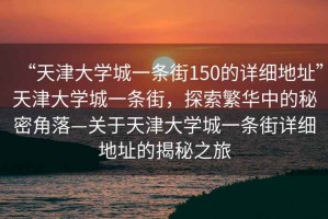 “天津大學城一條街150的詳細地址”天津大學城一條街，探索繁華中的秘密角落—關(guān)于天津大學城一條街詳細地址的揭秘之旅
