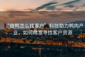 “做鴨怎么找客戶”科技助力鴨肉產(chǎn)業(yè)，如何精準尋找客戶資源