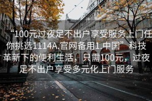 “100元過夜足不出戶享受服務(wù)上門任你挑選1114A.官網(wǎng)備用1.中國”科技革新下的便利生活，只需100元，過夜足不出戶享受多元化上門服務(wù)