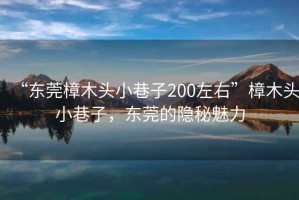 “東莞樟木頭小巷子200左右”樟木頭小巷子，東莞的隱秘魅力