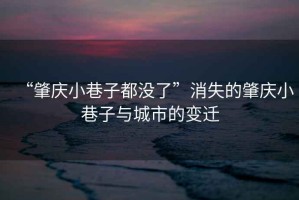 “肇慶小巷子都沒了”消失的肇慶小巷子與城市的變遷