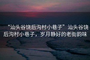 “汕頭谷饒后溝村小巷子”汕頭谷饒后溝村小巷子，歲月靜好的老街韻味