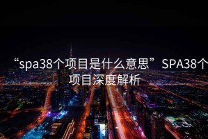 “spa38個(gè)項(xiàng)目是什么意思”SPA38個(gè)項(xiàng)目深度解析