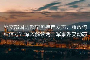 外交部國(guó)防部罕見(jiàn)接連發(fā)聲，釋放何種信號(hào)？深入解讀兩國(guó)軍事外交動(dòng)態(tài)