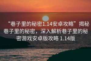 “巷子里的秘密1.14安卓攻略”揭秘巷子里的秘密，深入解析巷子里的秘密游戲安卓版攻略 1.14版