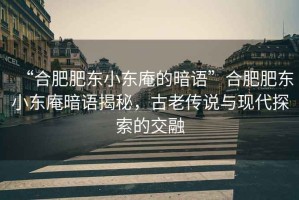 “合肥肥東小東庵的暗語”合肥肥東小東庵暗語揭秘，古老傳說與現(xiàn)代探索的交融