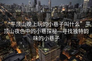“平頂山晚上玩的小巷子叫什么”平頂山夜色中的小巷探秘—尋找獨(dú)特韻味的小巷子
