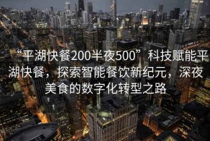 “平湖快餐200半夜500”科技賦能平湖快餐，探索智能餐飲新紀(jì)元，深夜美食的數(shù)字化轉(zhuǎn)型之路