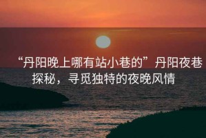 “丹陽晚上哪有站小巷的”丹陽夜巷探秘，尋覓獨(dú)特的夜晚風(fēng)情