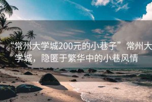 “常州大學(xué)城200元的小巷子”常州大學(xué)城，隱匿于繁華中的小巷風(fēng)情