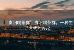 “貴陽喝茶群”貴陽喝茶群，一種生活方式的興起