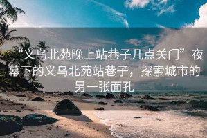 “義烏北苑晚上站巷子幾點(diǎn)關(guān)門”夜幕下的義烏北苑站巷子，探索城市的另一張面孔