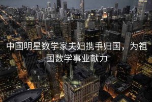 中國明星數(shù)學(xué)家夫婦攜手歸國，為祖國數(shù)學(xué)事業(yè)獻(xiàn)力