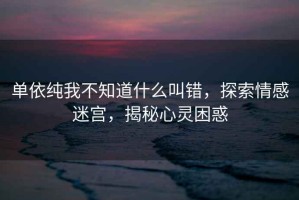 單依純我不知道什么叫錯(cuò)，探索情感迷宮，揭秘心靈困惑