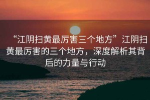 “江陰掃黃最厲害三個地方”江陰掃黃最厲害的三個地方，深度解析其背后的力量與行動