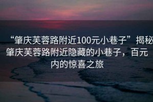 “肇慶芙蓉路附近100元小巷子”揭秘肇慶芙蓉路附近隱藏的小巷子，百元內(nèi)的驚喜之旅