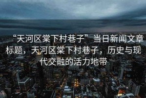 “天河區(qū)棠下村巷子”當(dāng)日新聞文章標(biāo)題，天河區(qū)棠下村巷子，歷史與現(xiàn)代交融的活力地帶