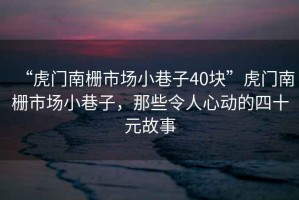 “虎門南柵市場小巷子40塊”虎門南柵市場小巷子，那些令人心動的四十元故事
