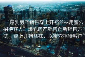 “爆乳房產(chǎn)銷(xiāo)售穿上開(kāi)襠絲襪用蜜穴招待客人”爆乳房產(chǎn)銷(xiāo)售創(chuàng)新銷(xiāo)售方式，穿上開(kāi)襠絲襪，以蜜穴招待客戶(hù)