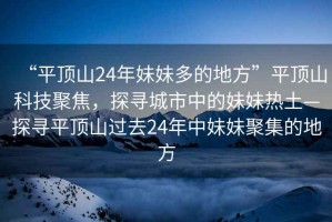 “平頂山24年妹妹多的地方”平頂山科技聚焦，探尋城市中的妹妹熱土—探尋平頂山過去24年中妹妹聚集的地方