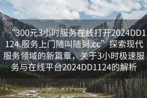“300元3小時服務(wù)在線打開2024DD1124.服務(wù)上門隨叫隨到.cc”探索現(xiàn)代服務(wù)領(lǐng)域的新篇章，關(guān)于3小時極速服務(wù)與在線平臺2024DD1124的解析