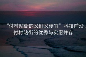 “付村站街的又好又便宜”科技前沿，付村站街的優(yōu)秀與實(shí)惠并存