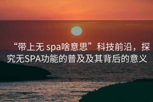 “帶上無 spa啥意思”科技前沿，探究無SPA功能的普及及其背后的意義