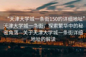 “天津大學城一條街150的詳細地址”天津大學城一條街，探索繁華中的秘密角落—關于天津大學城一條街詳細地址的解讀