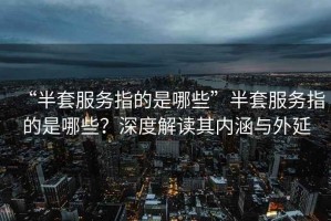 “半套服務(wù)指的是哪些”半套服務(wù)指的是哪些？深度解讀其內(nèi)涵與外延