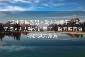 “漳州薌城區(qū)男人愛去的巷子”漳州薌城區(qū)男人鐘愛的巷子，探索城市隱秘的魅力角落