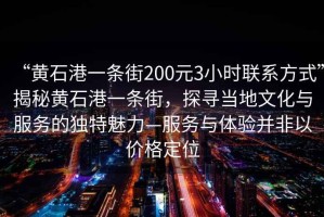 “黃石港一條街200元3小時聯(lián)系方式”揭秘黃石港一條街，探尋當?shù)匚幕c服務的獨特魅力—服務與體驗并非以價格定位