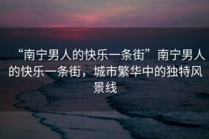 “南寧男人的快樂一條街”南寧男人的快樂一條街，城市繁華中的獨特風景線