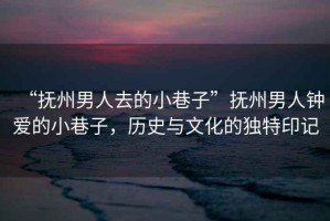 “撫州男人去的小巷子”撫州男人鐘愛的小巷子，歷史與文化的獨特印記