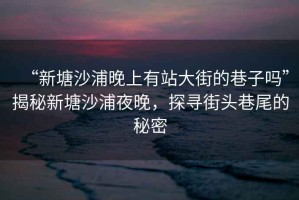“新塘沙浦晚上有站大街的巷子嗎”揭秘新塘沙浦夜晚，探尋街頭巷尾的秘密
