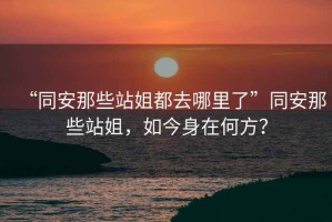 “同安那些站姐都去哪里了”同安那些站姐，如今身在何方？