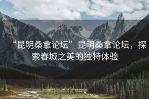 “昆明桑拿論壇”昆明桑拿論壇，探索春城之美的獨特體驗